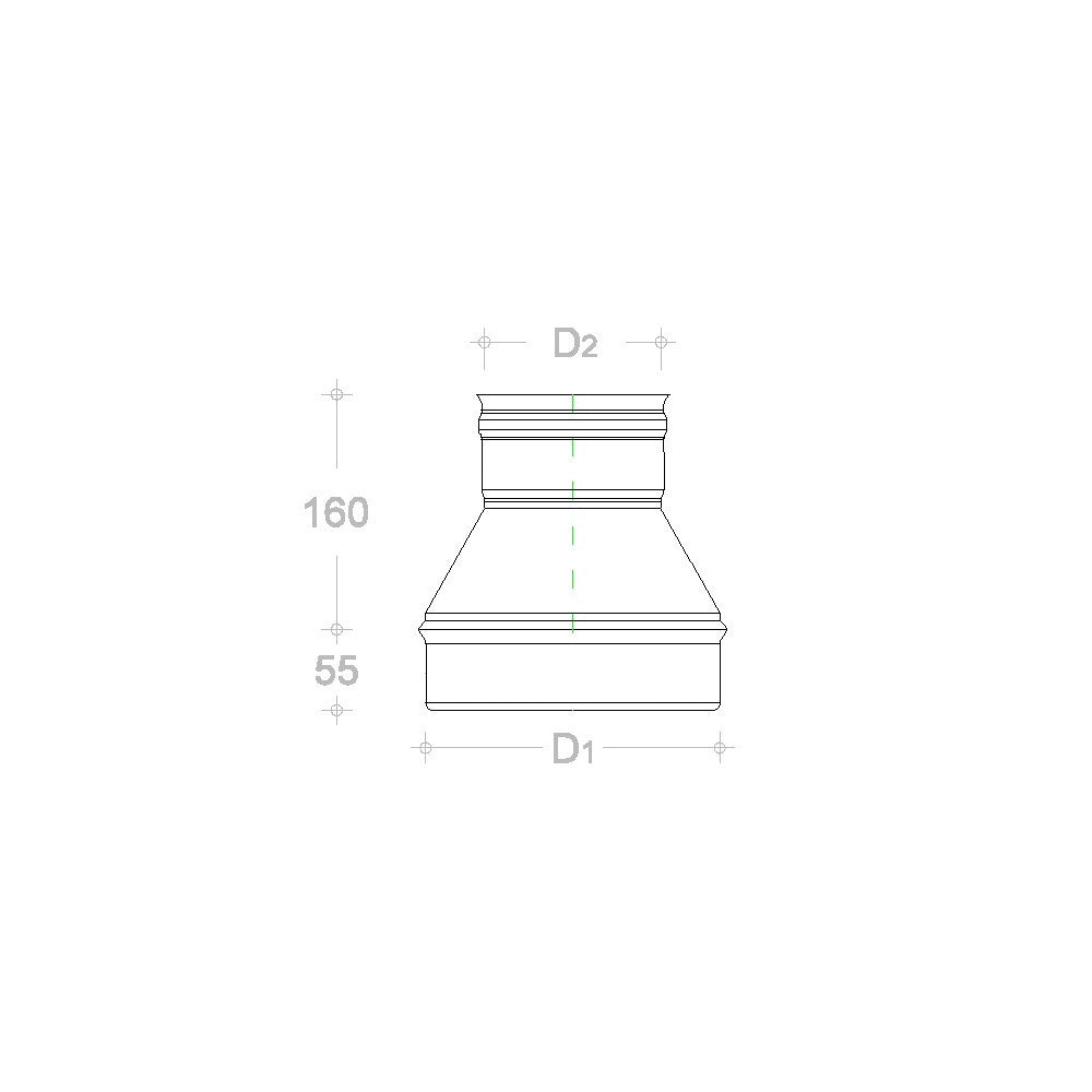 Riduzione in rame da m 160 a f variabile, diametro 100mm