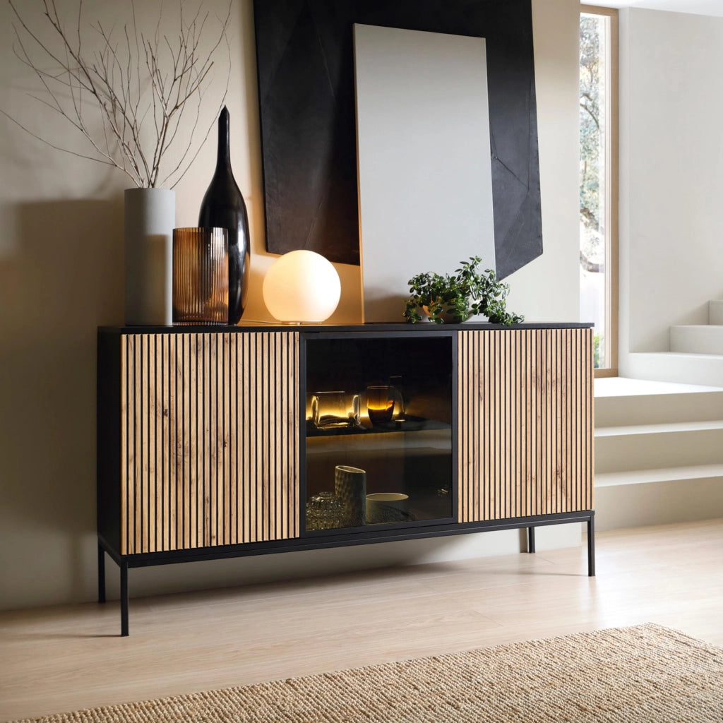 Komodee Cassettiera Laval K154 Rovere Wotan/Nero 154x83x39 cm