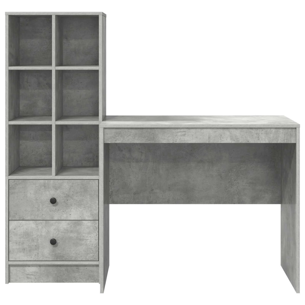 Scrivania con cassetto con lo scaffale 2 pcs Grigio cemento 3337364