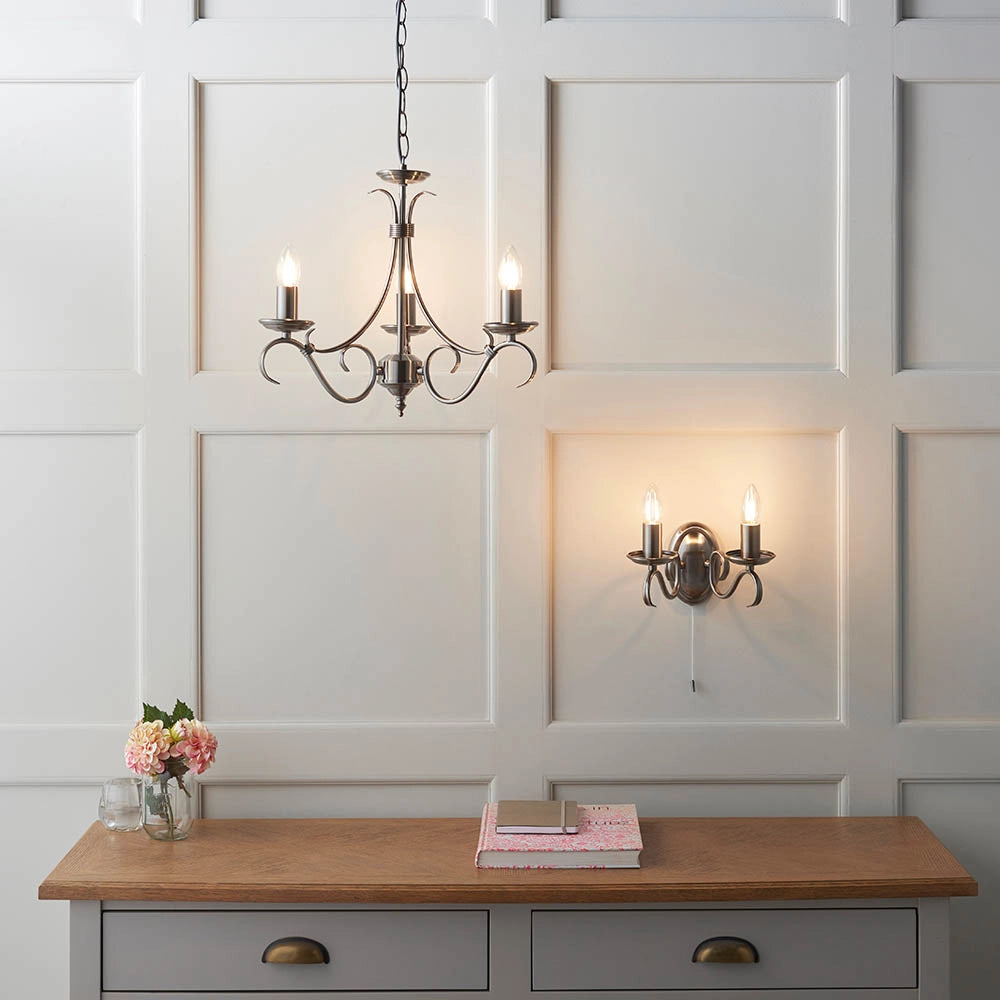 Lampadario Bernice ottone anticato 3xE14 dimmerabile Endon
