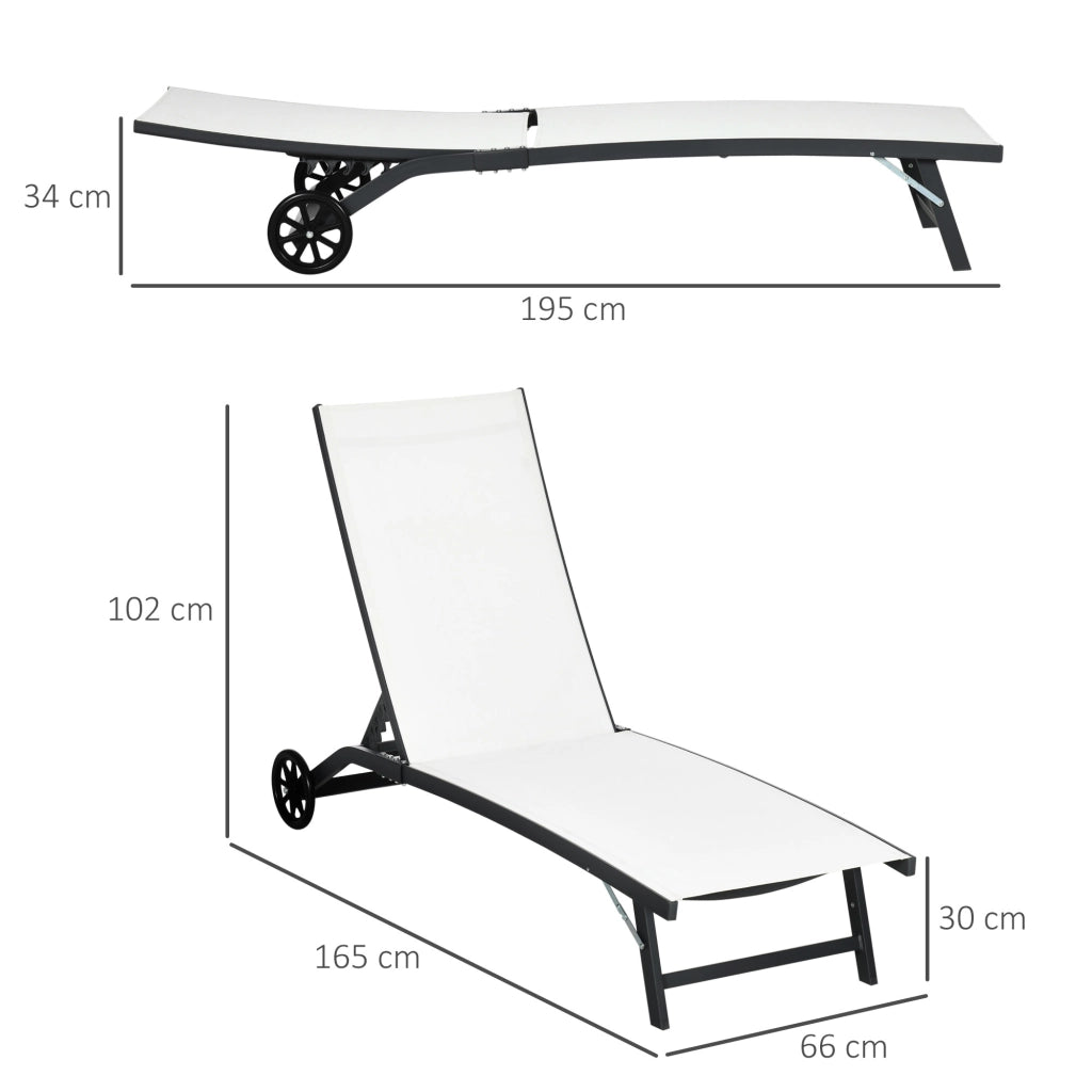 Set 2 Lettini Prendisole Reclinabili ¨C Xylo ¨C Alluminio Tessuto Traspirante Crema 66x165x102 cm