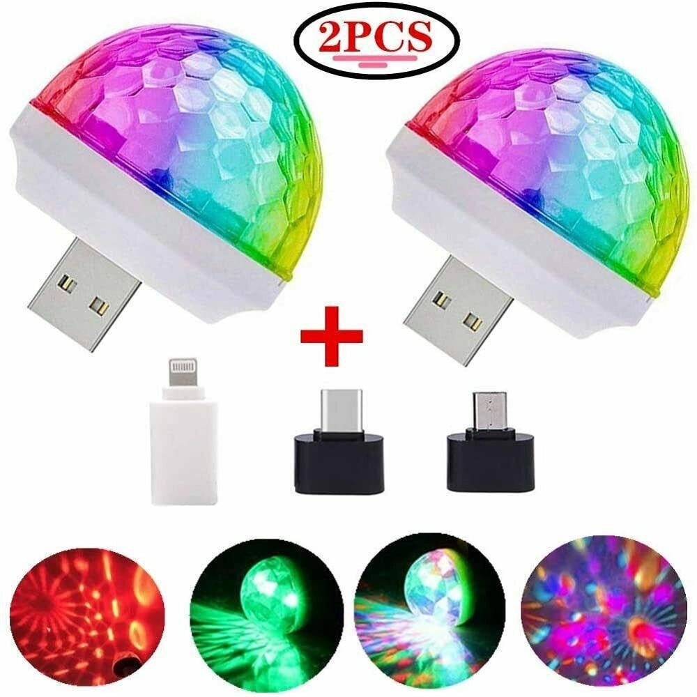 Trade Shop - Set 2 Luci Magiche Magic Balls Led Usb Smartphone Discoteca Party Led8272 -