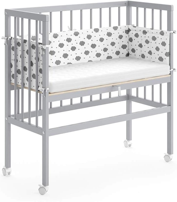 Lettino da attaccare al letto Sophie, Bianco, 94 x 42.5 cm 1 binario laterale, regolabile in altezza con ruote per un facile posizionamento