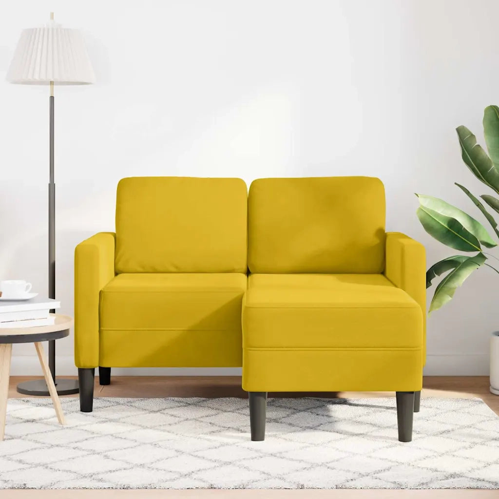 Divano 2 Posti con Chaise longue a L Giallo 125 cm Velluto 4107074