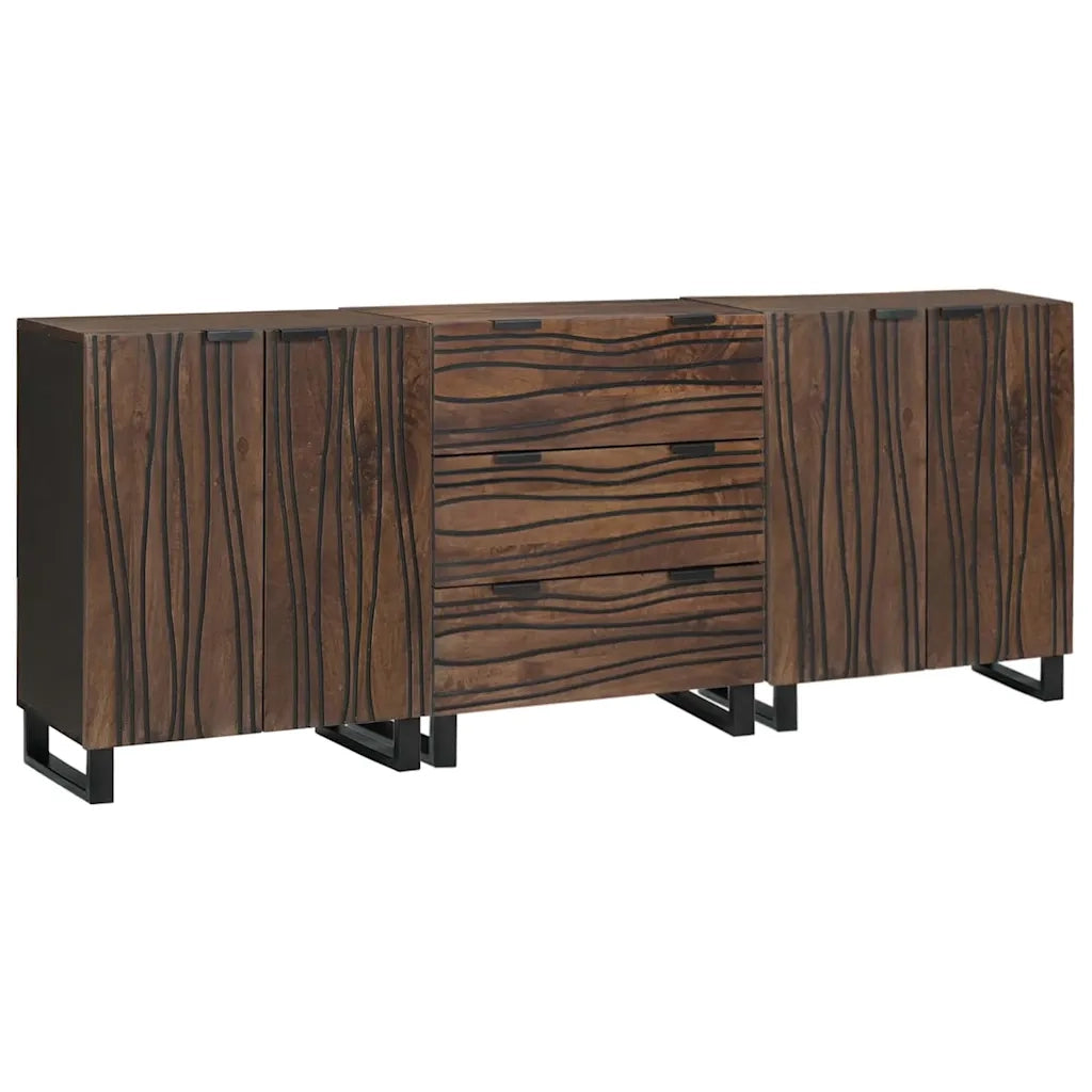 Set di mobili per il bagno 3 pcs Marrone Legno multistrato