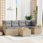 Set Divano da Giardino 6 pz con Cuscini Beige in Polyrattan
