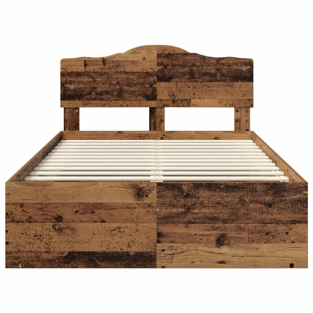 Letto matrimoniale | Letto per adulti | Struttura del letto Legno vecchio 120 x 190 cm Pino massello