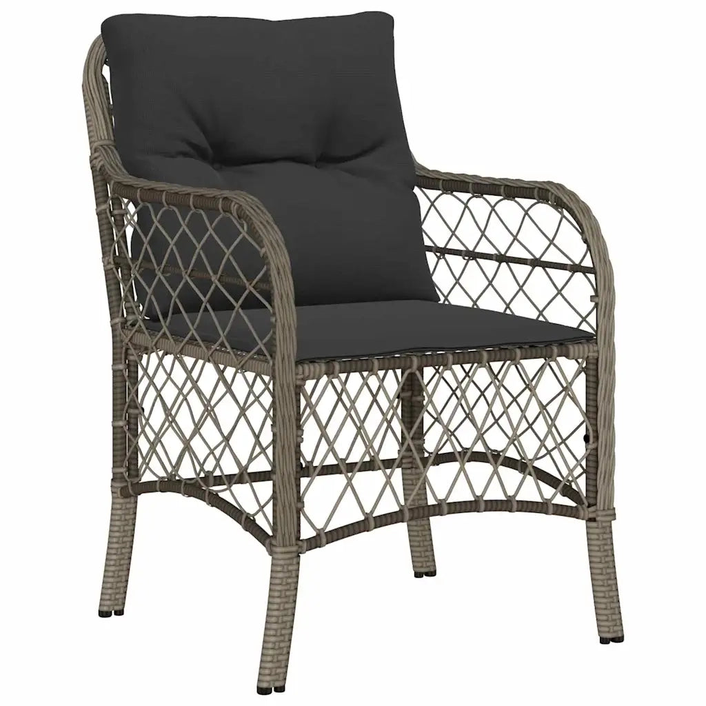 Set da Pranzo per Giardino con cuscino 5 pcs Grigio polyrattan