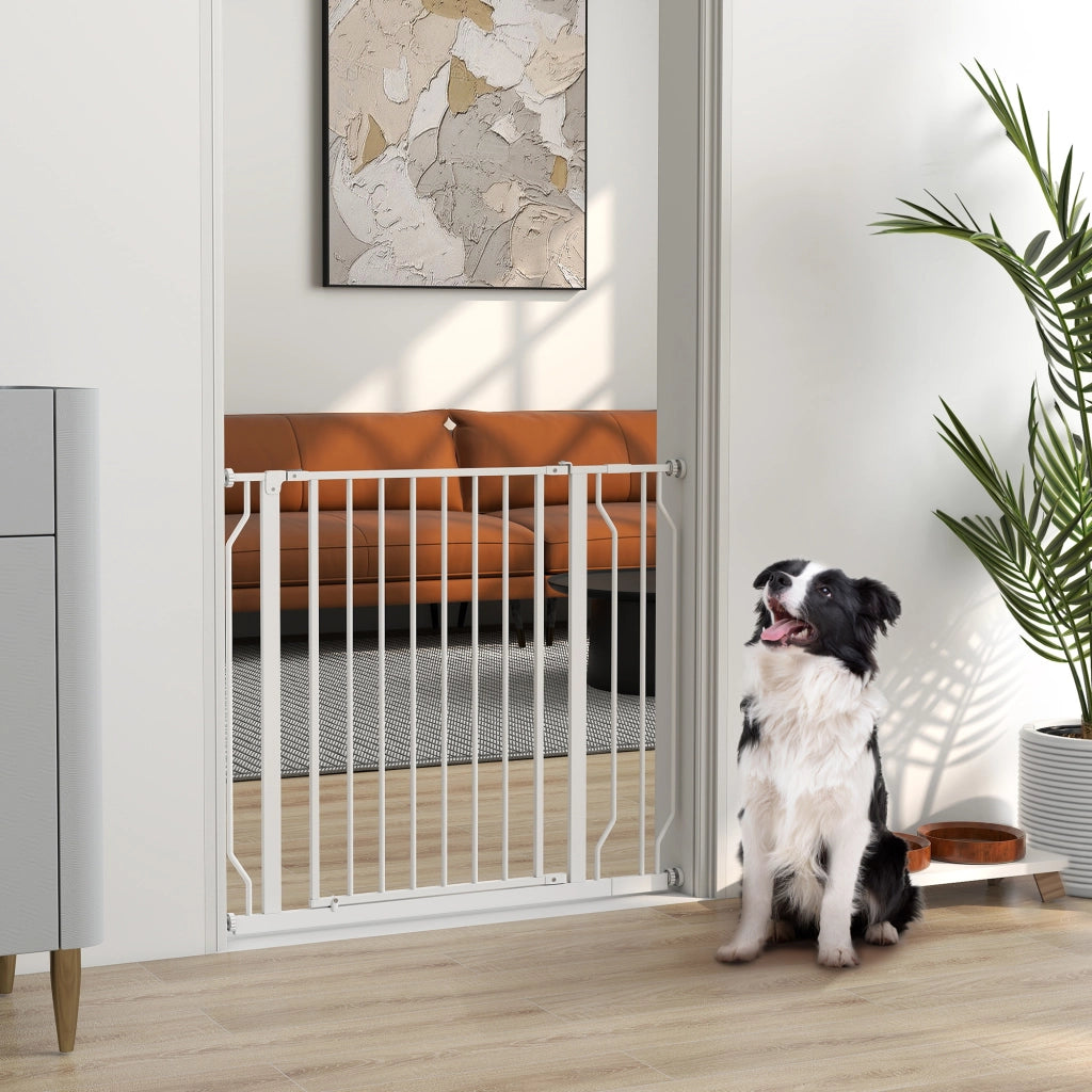 Cancelletto per Cani Regolabile 75-95 cm ¨C Xylo ¨C Bianco con Doppio Blocco e Estensione