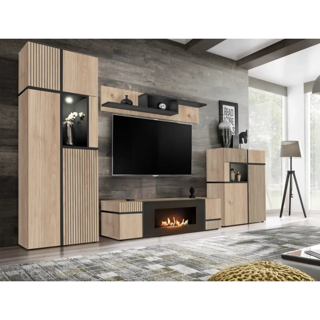 Scaffale da muro CRISS – Rovere chiaro e nero – 150 cm