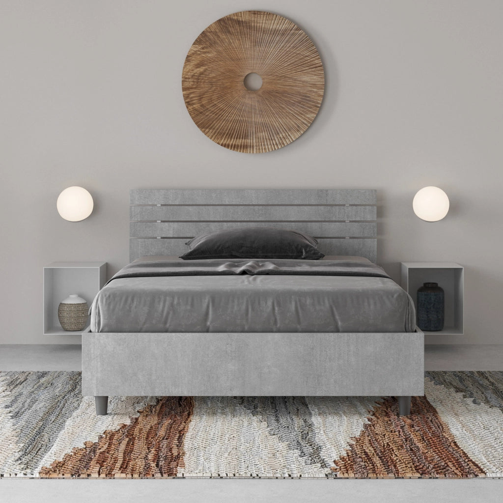 BS COM Letto una piazza e mezza contenitore 120x200 testata dritta con doghe cemento