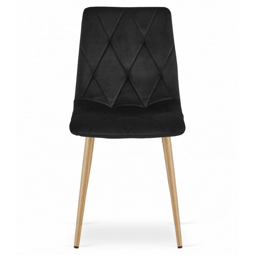 Sedia Libra in velluto nero con gambe effetto legno