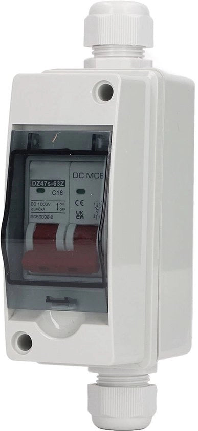 Interruttore di corrente IP65 impermeabile - Scatola MCB - 16A DC - 1000V - Nastro isolante - Anello in gomma - Morsetto di connessione - Dispositivo di protezione