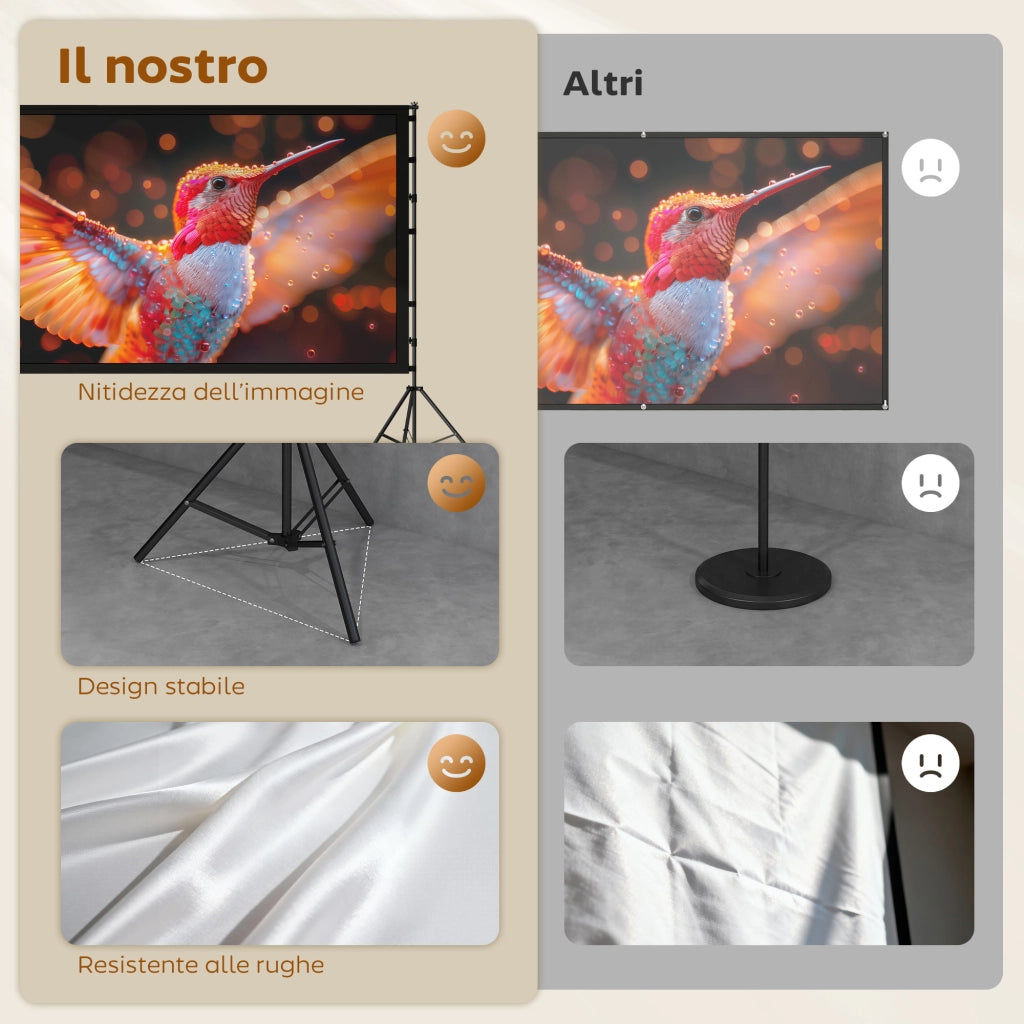 Telo per Proiettore 100' 16:9 ¨C Xylo ¨C HD 4K/8K, 160¡ã, con Treppiede, Bianco