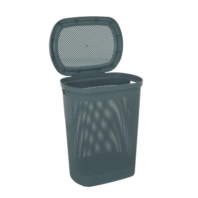 Cesto portabiancheria con coperchio in plastica blu avio 58 lt Kamala