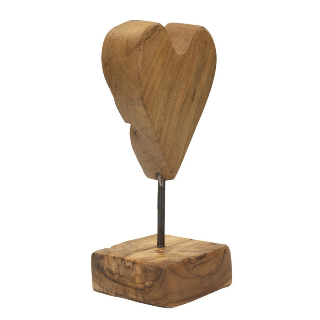 Scultura Cuore 10, Marrone, Legno, 10x10x25 cm
