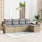 Set di divani con cuscino 5 pcs Beige polyrattan 3346680