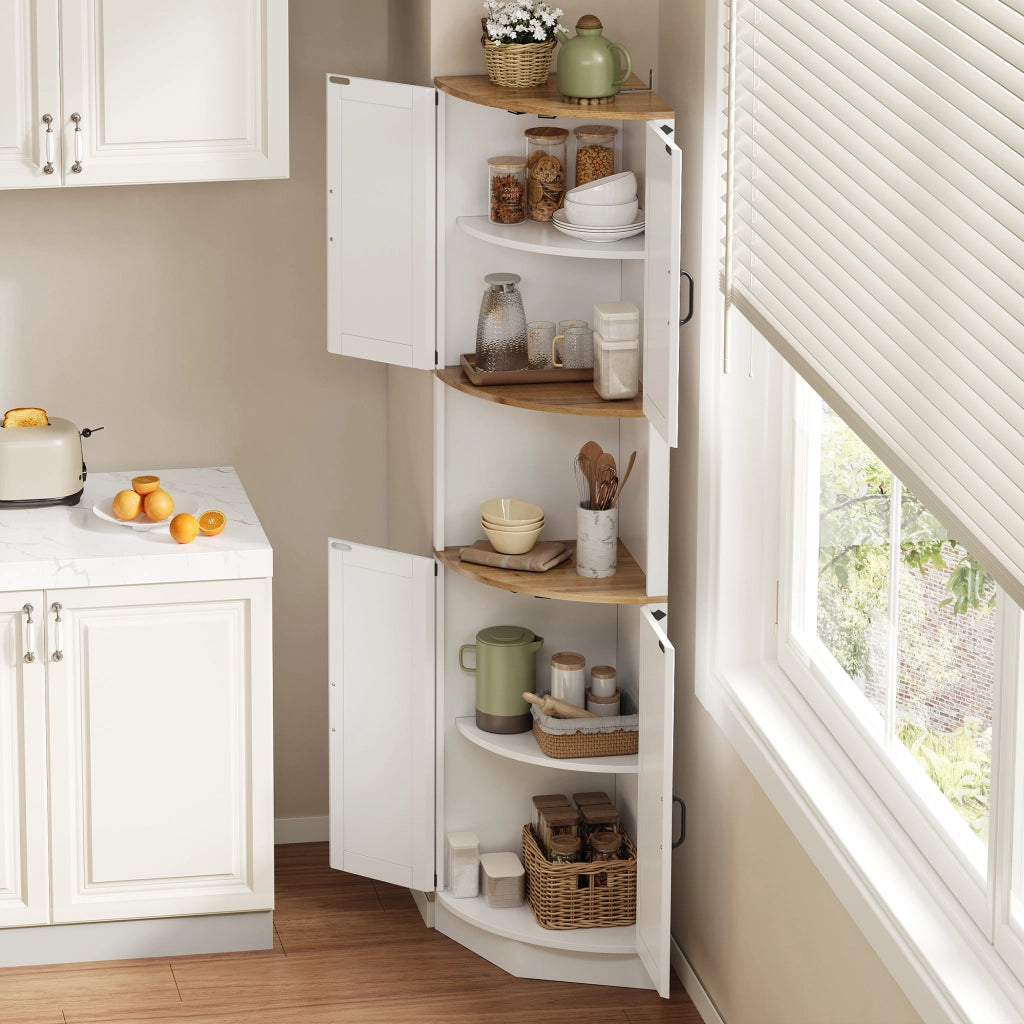 Mobile angolare con 5 vani e antiribaltamento - per cucina - in MDF - 39.5×39.5×180 cm - bianco