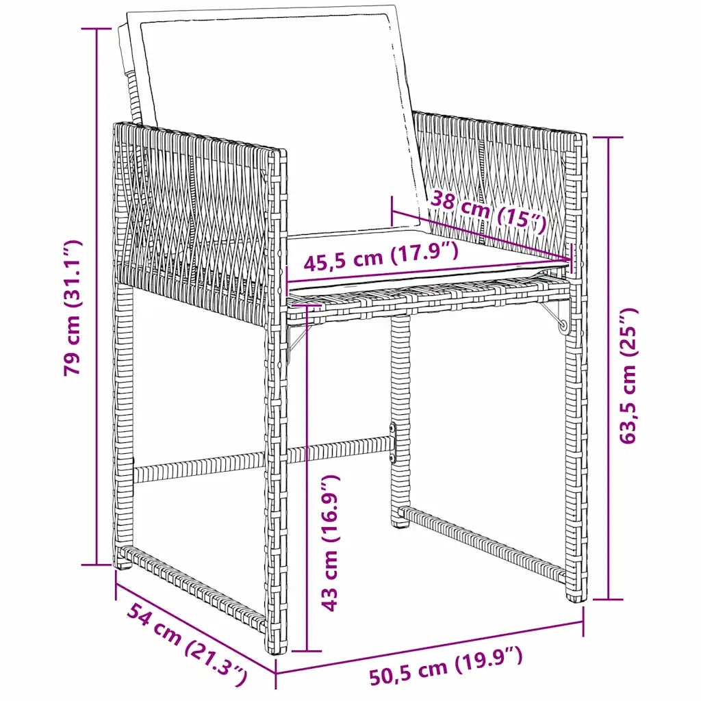 Set da Pranzo per Giardino 9 pcs Grigio polyrattan 3380752