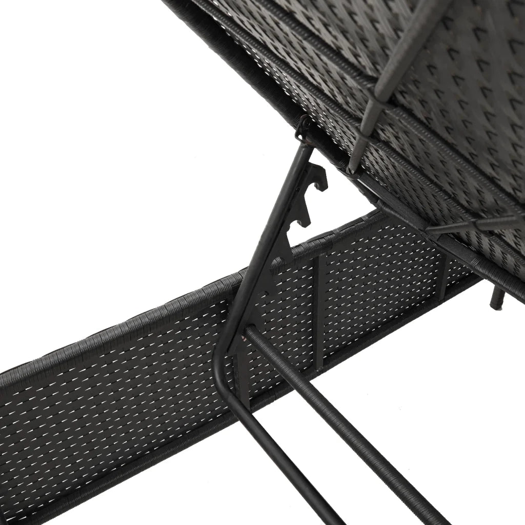 Lettino Prendisole con Tavolo e Cuscino Nero in Polyrattan 4002728