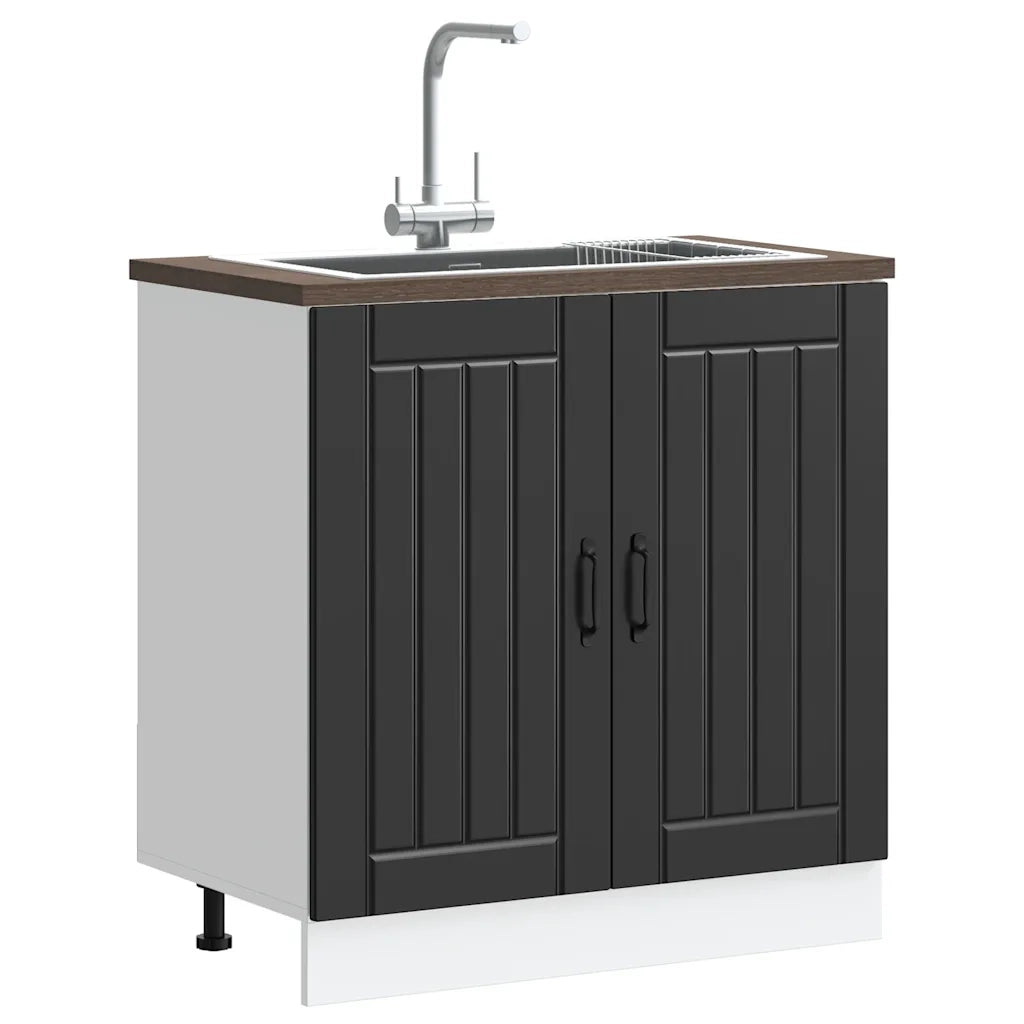 Mobile Base Lavello Lucca Nero in Legno Multistrato 853688