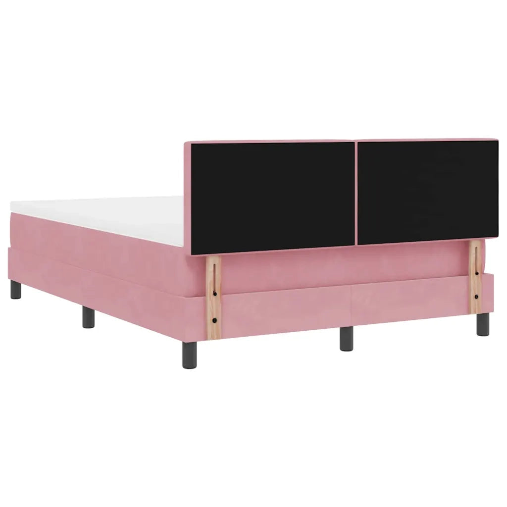 Letto a Sorgente LED con materasso Rosa 140 x 190 cm Velluto 3342589