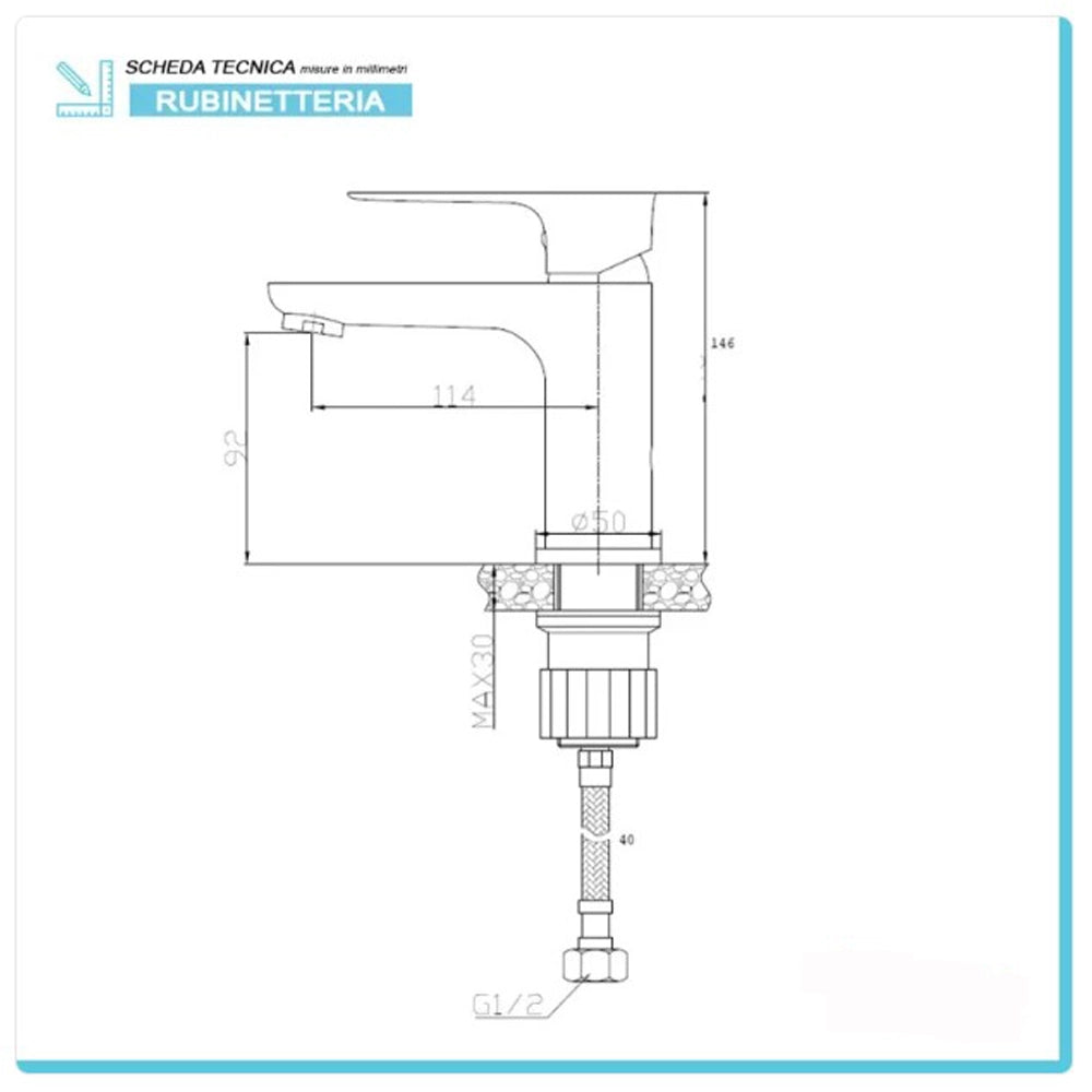 MISCELATORE MONOCOMANDO RUBINETTO LAVABO CROMATO LUCIDO SERIE FLAT FERIDRAS 401021