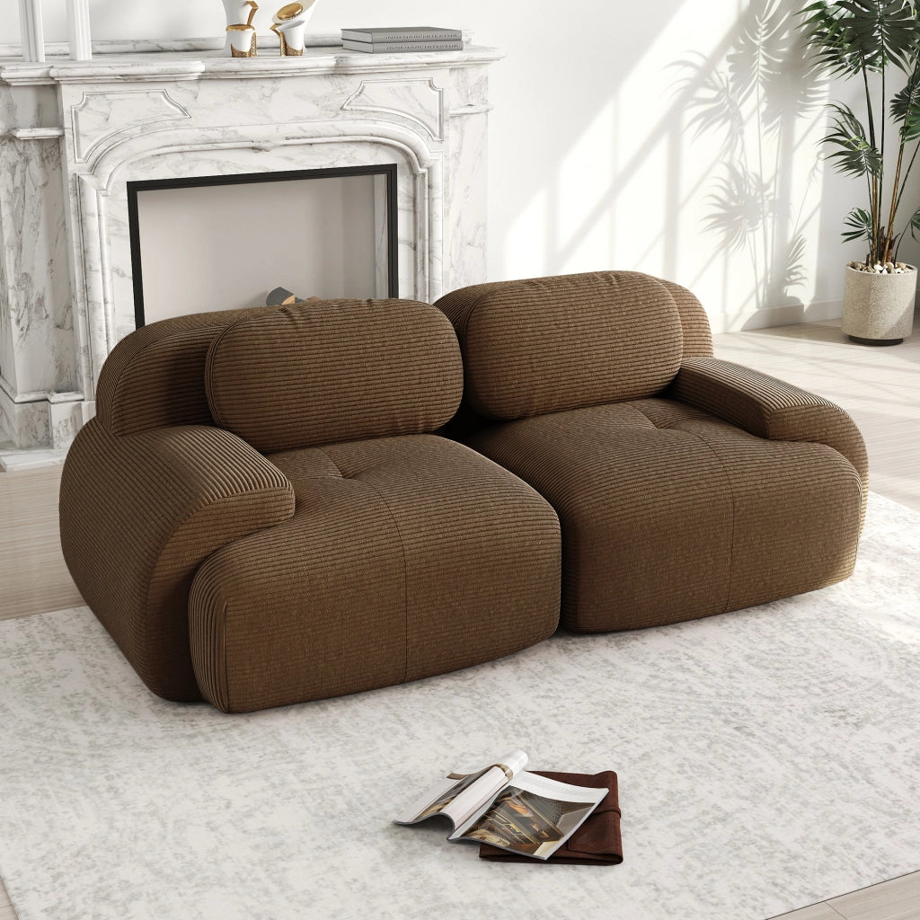 Divano Loveseat in tessuto cord - Zephmum- Modulare combinabile imbottitura elastica