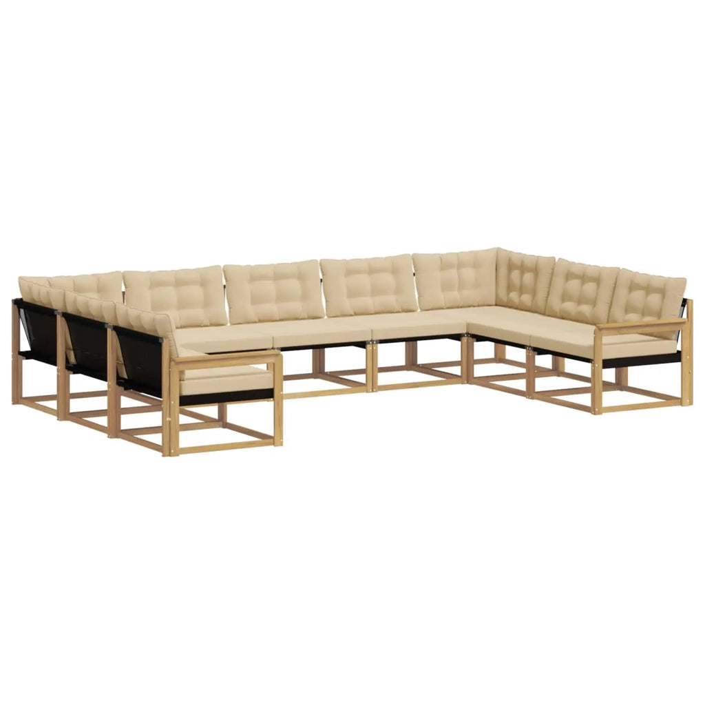 Set di divani da esterno con cuscino 9 pcs Bianco e Beige 3389063