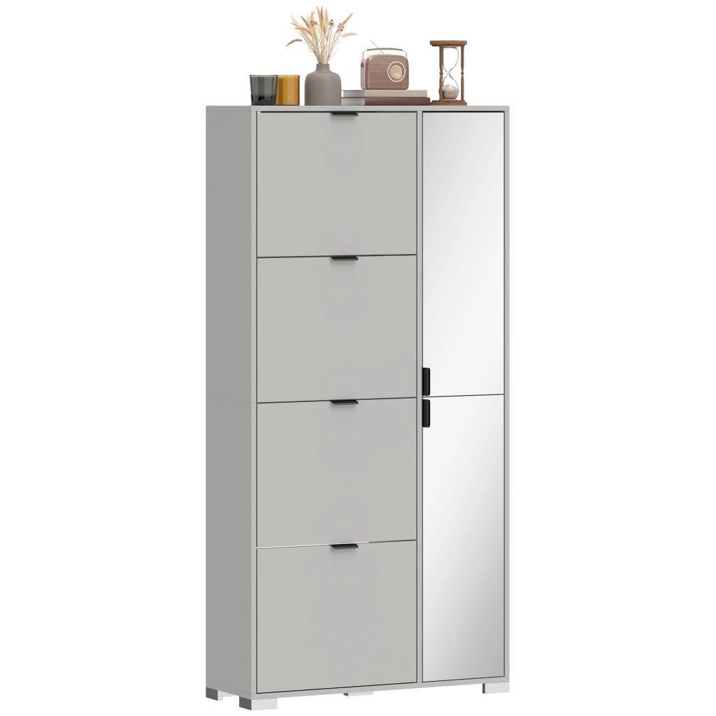 Scarpiera con Specchio e Cassetti Ribalta ¨C Minimal ¨C Grigio