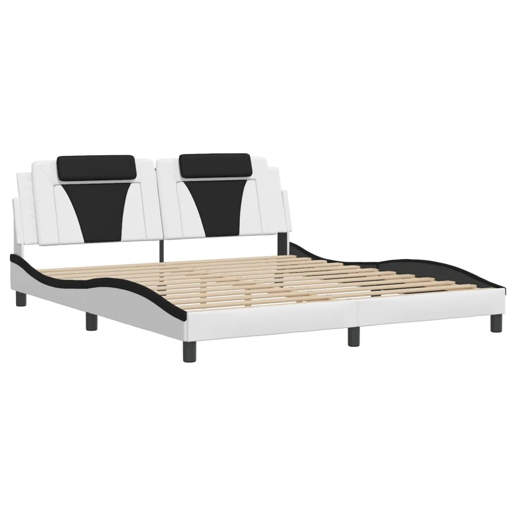 Letto matrimoniale | Letto per adulti | Giroletto Viana con LED senza Materasso Bianco e Nero 180x200 cm