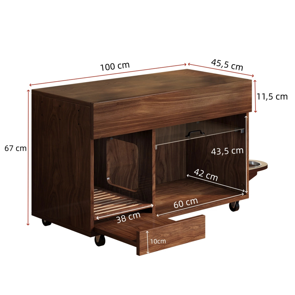 Mobiletto Portaciotola per Gatti ¨C MINIMAL ¨C Noce, 100x45.5x67 cm