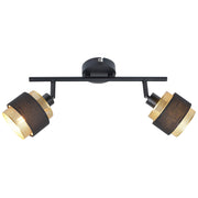 Faretto soffitto doppio orientabile nero oro 2xE14 Italux