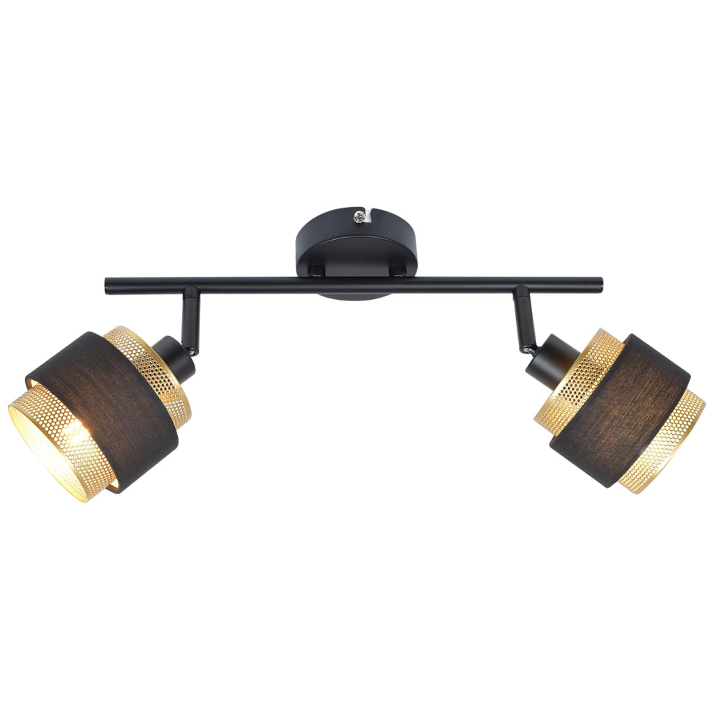 Faretto soffitto doppio orientabile nero oro 2xE14 Italux