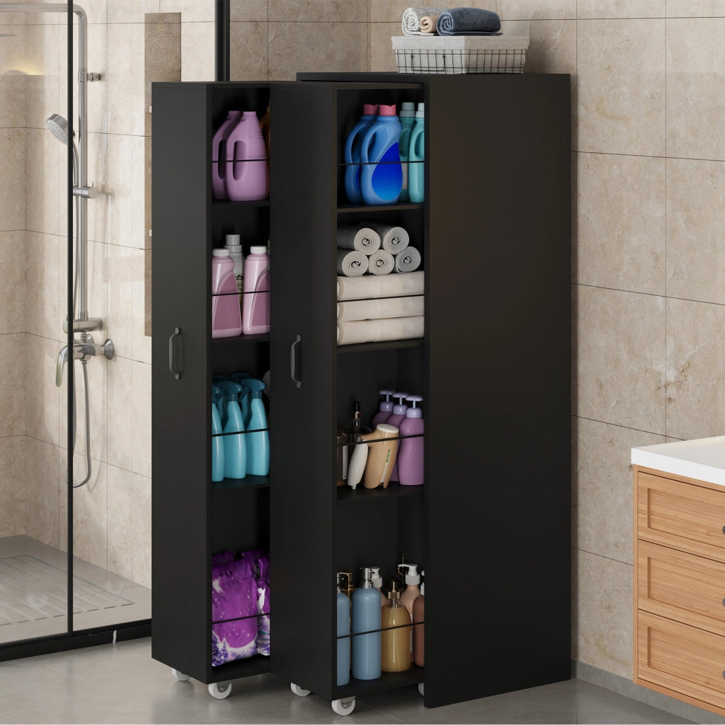 LIBRERIA Estensibile su Ruote 51,5 x 41 x 158 cm MDF Nero