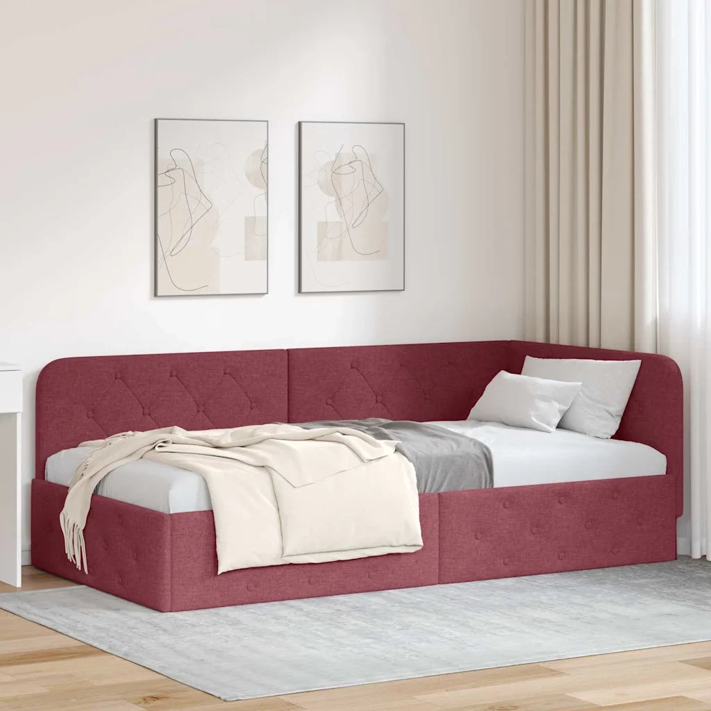 Cornice del letto ad angolo Rosso Vino 90 x 190 cm Tessuto 42016490