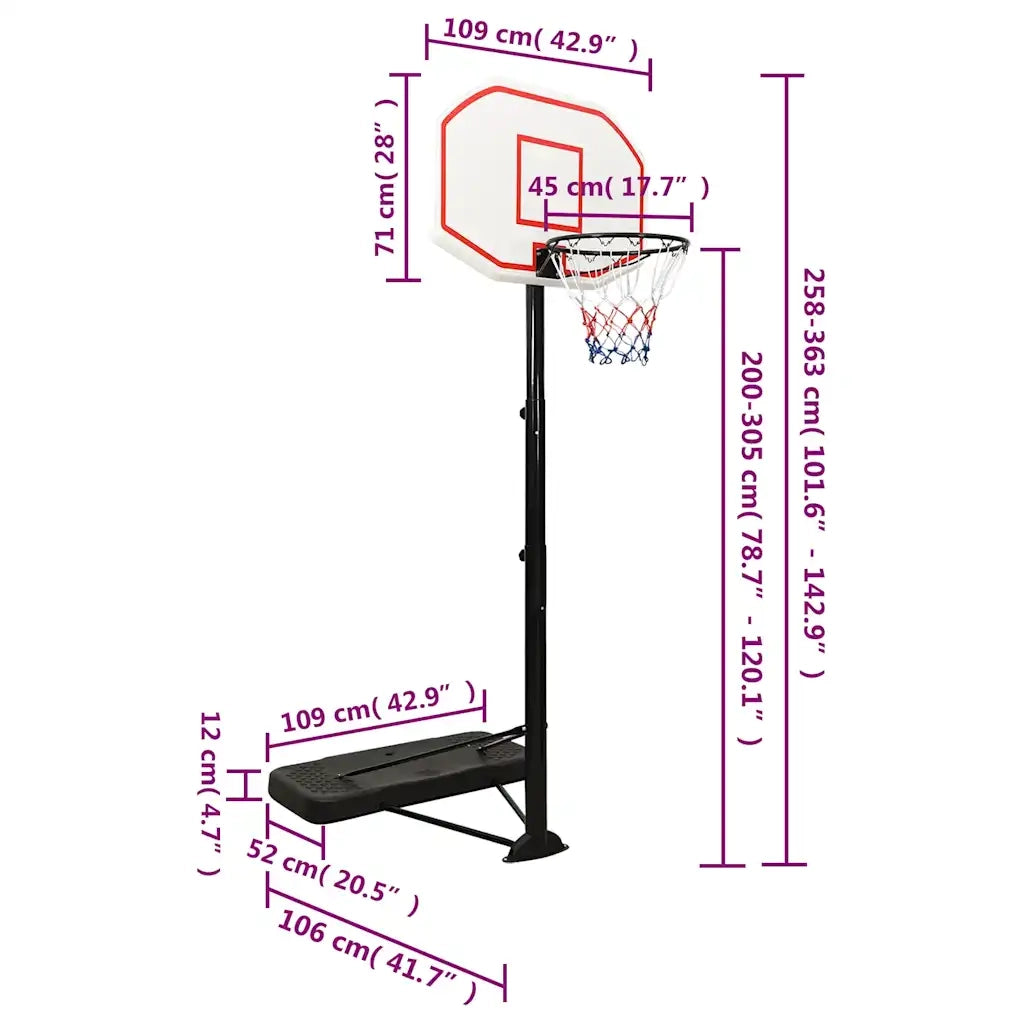 Supporto per Pallacanestro Bianco 258-363 cm Polietilene 93648