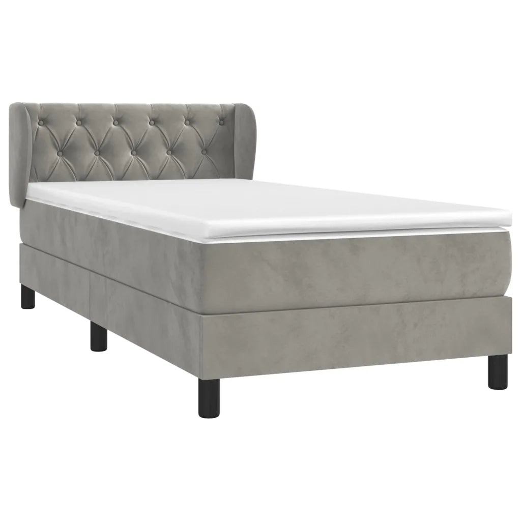 Giroletto a Molle con Materasso Grigio Chiaro 80x200 cm Velluto 3127637