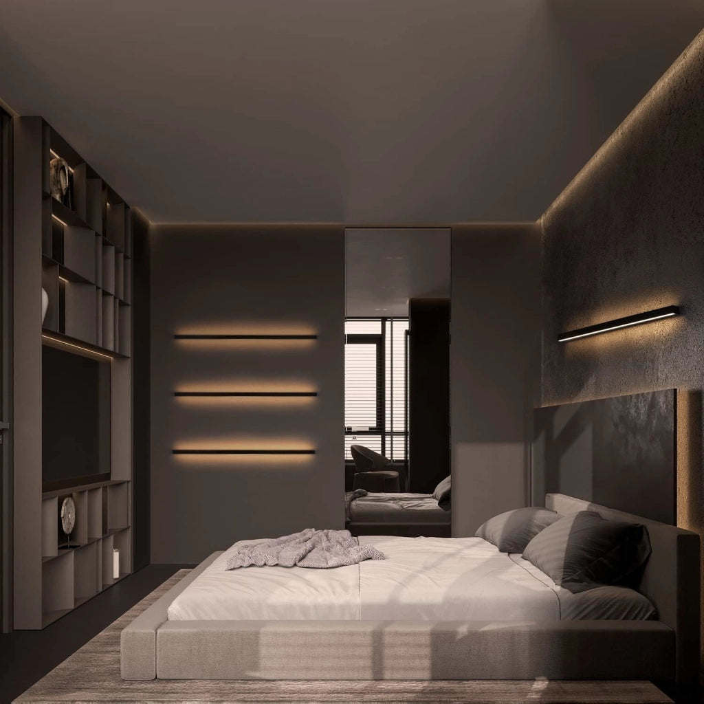 ZMH Moderna applique da parete a LED nera da 80cm per interni per corridoio e camera da letto