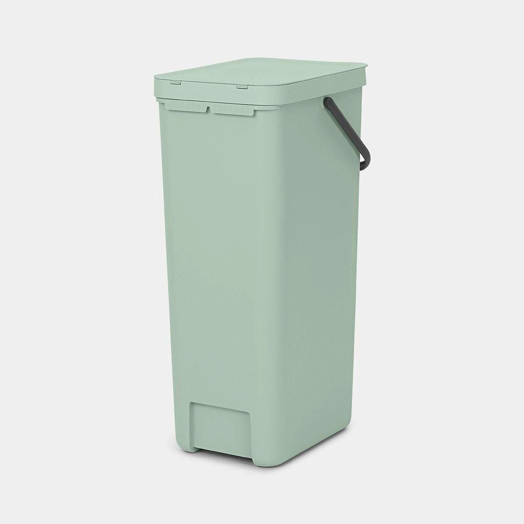 Brabantia 212826 Sort and Go Pattumiera 40L in Plastica Riciclabile al 100% con Coperchio Stay Open e Maniglia di Trasporto colore Jade Green