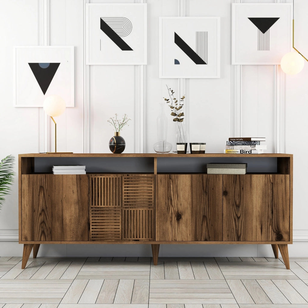 Buffet in legno "Milano" - 180 x 35 x 78 cm - Noyer
