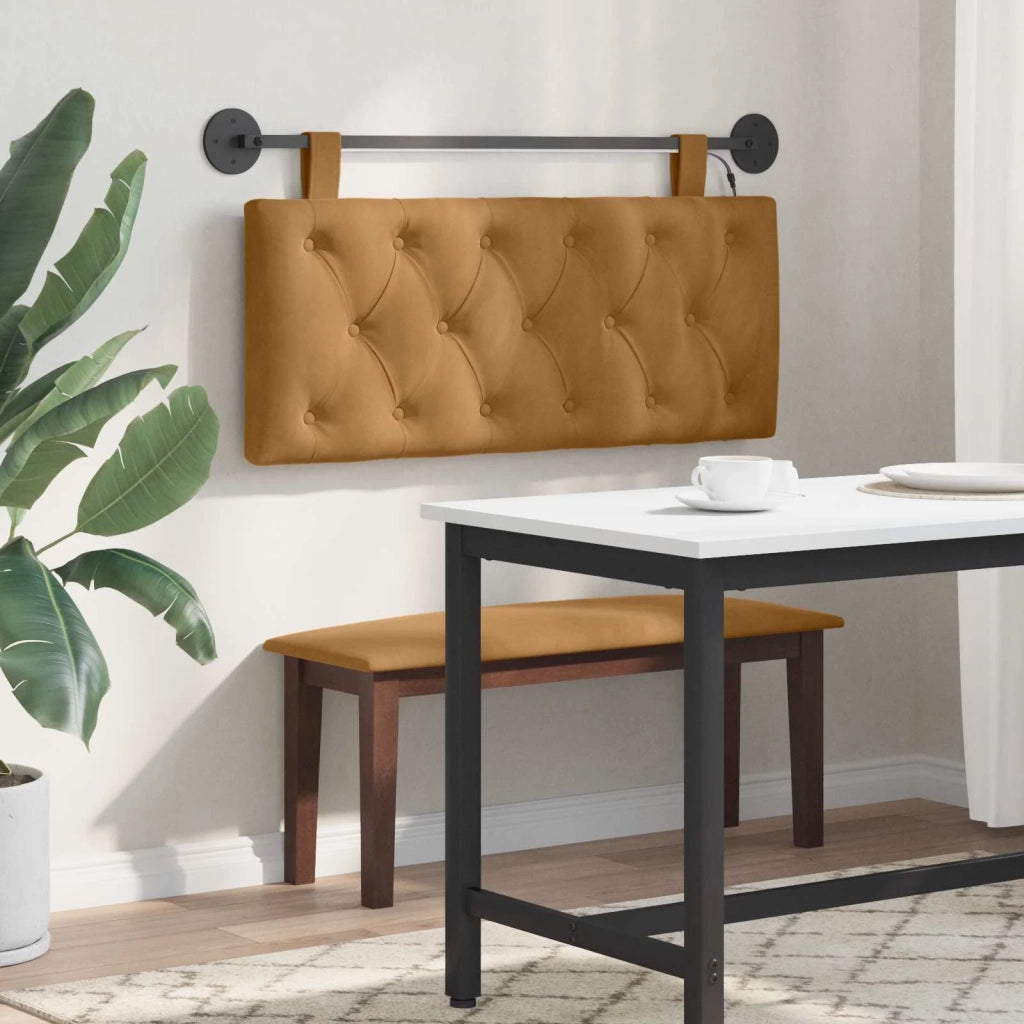 Testiera | Testata sospesa Con luce LED Marrone Velluto