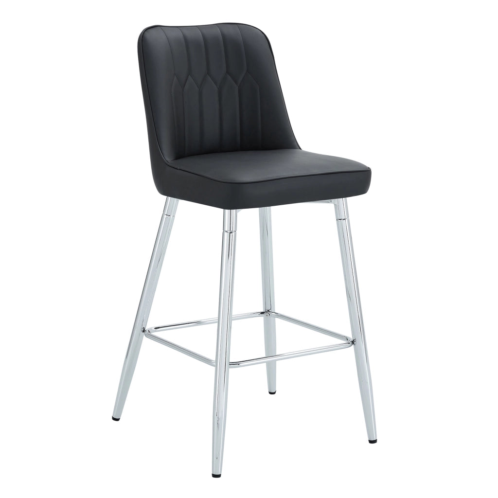 Set 2 Sgabelli da Bar ¨C MINIMAL ¨C Similpelle Nera, Struttura Metallo, 100 cm