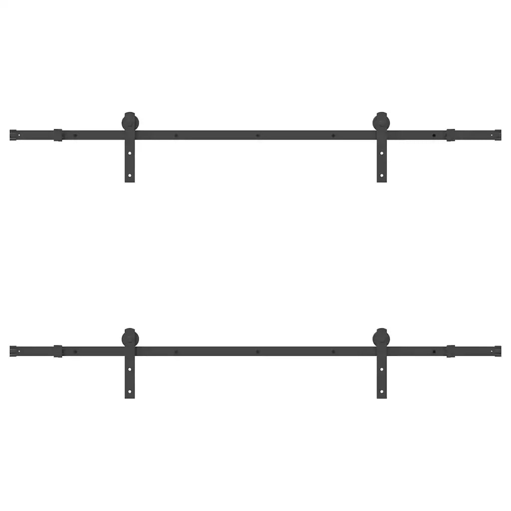 Kit di Binari per Porte Scorrevoli 200 cm Acciaio Nero 3295722