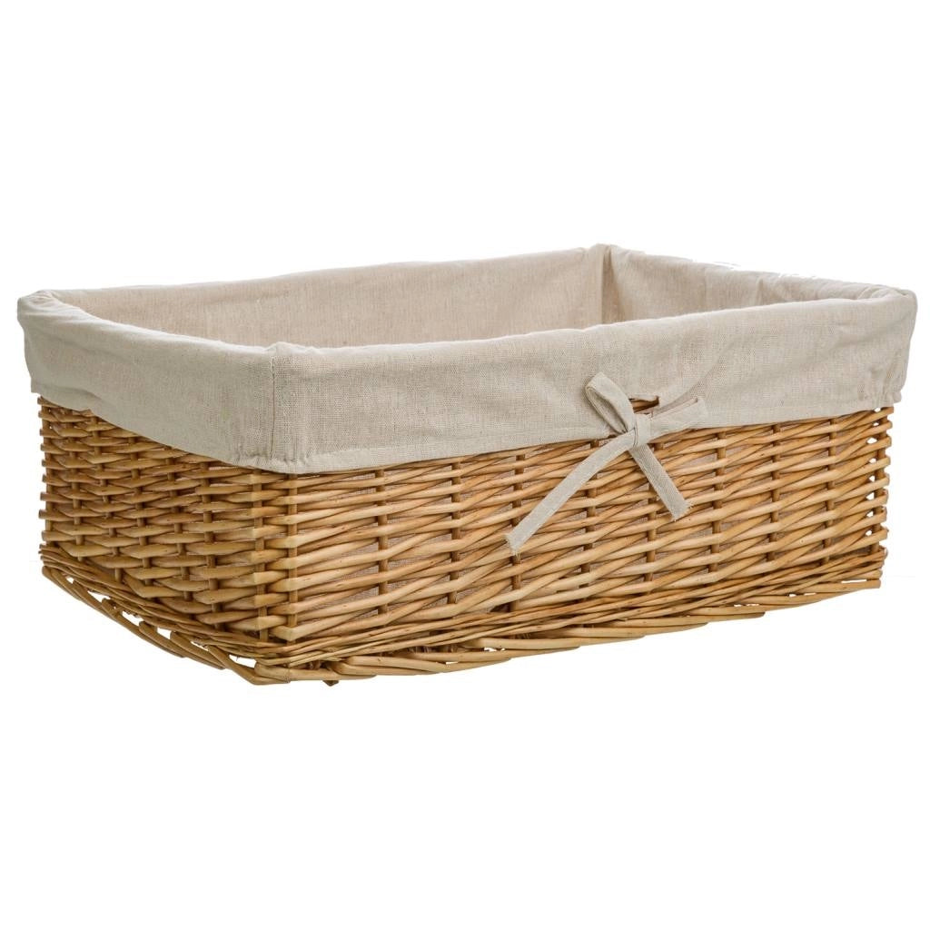 Set di 4 cestini in vimini marrone foderati