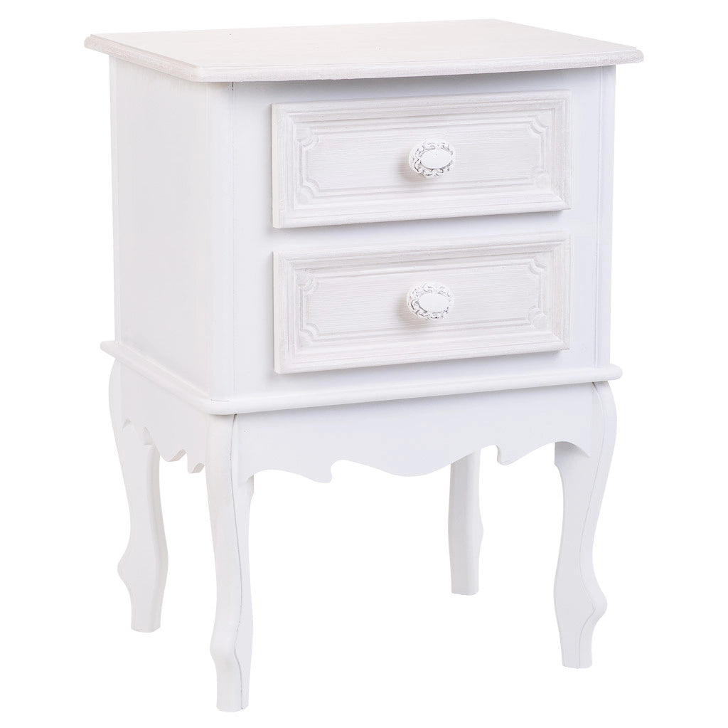 Comodino in legno con 2 cassetti bianchi 42x34x57.h cm