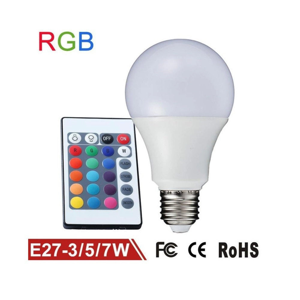 Trade Shop - Lampadina Lampada Faretto Led Rgb Con Telecomando Luce Multicolor E27 Da Interno -