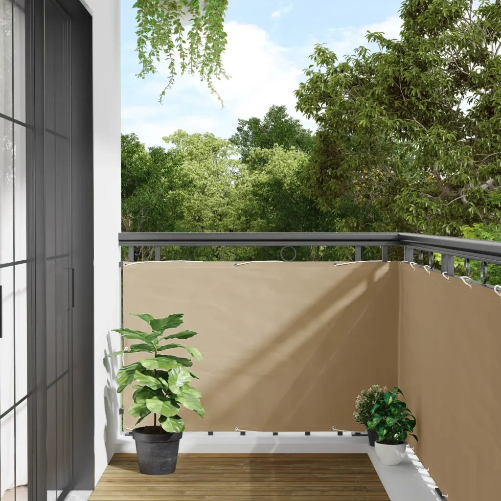 Paravento da Balcone-Pannello per balcone Beige 90x500 cm in Tessuto Oxford