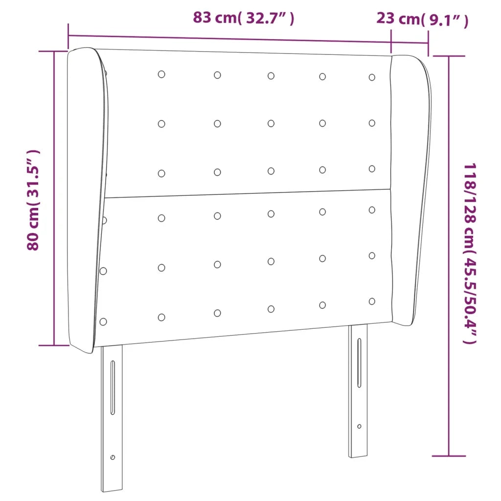 Testiera | Testata ad Orecchio Grigio Scuro 83x23x118/128 cm in Velluto