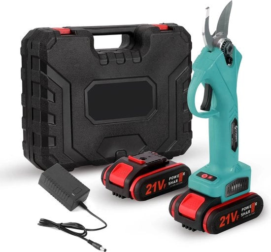 Snoeischaar elettrica - 25 MM - Takkenschaar elettrico - Heggenschaar senza fili - Incluso zaino e 2 x batterie 21V